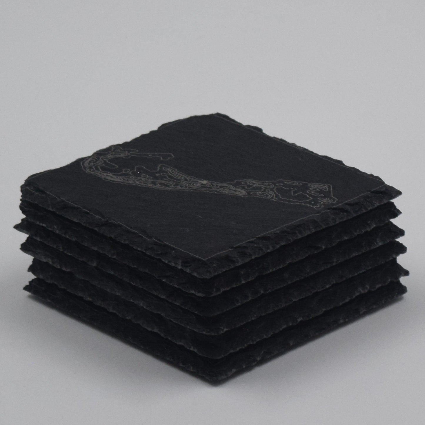 British Overseas Territory • Contour Map, Slate Coasters Featuring UK BOT Landmarks