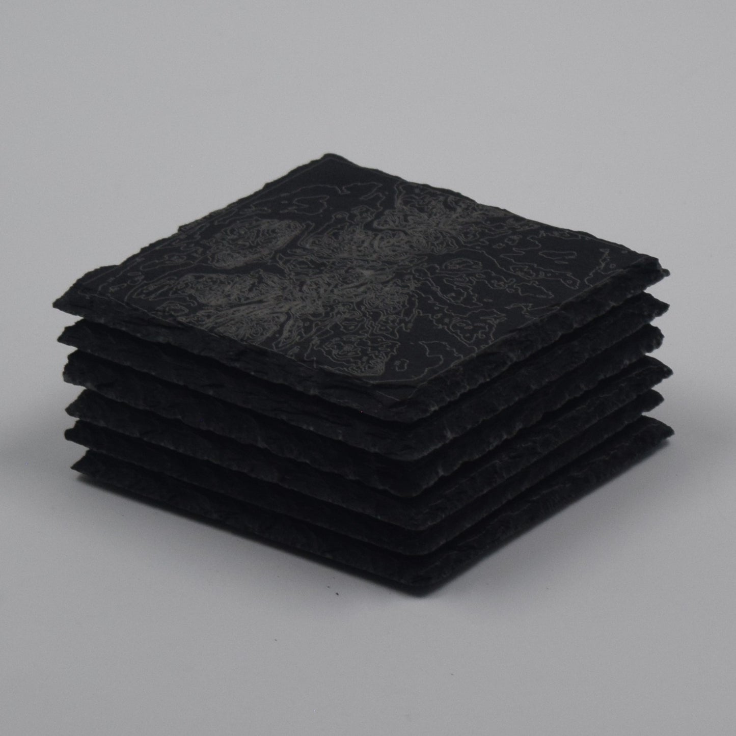 England • Contour Map, Slate Coasters Featuring English Landmarks