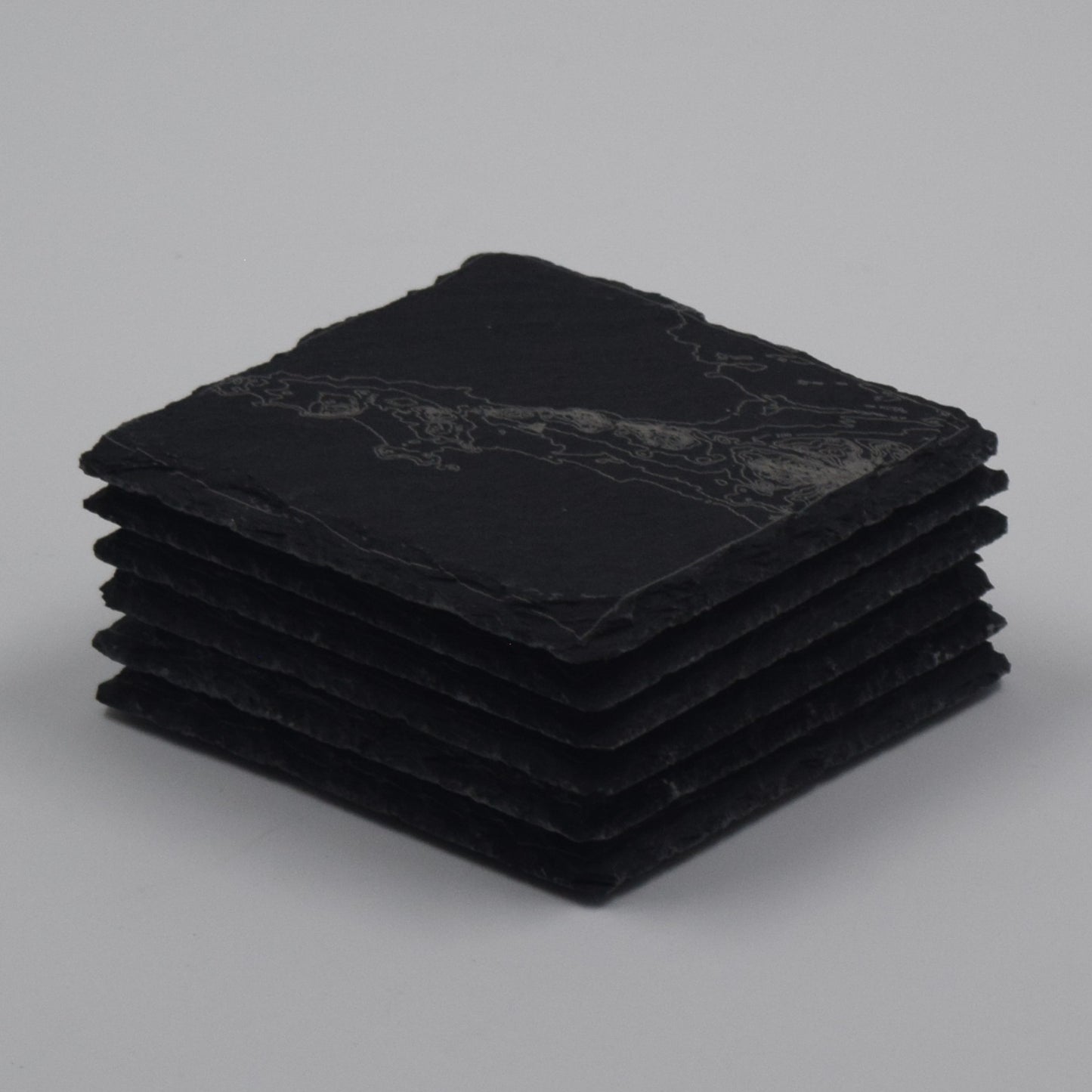 Wales • Contour Map, Slate Coasters Featuring Welsh Landmarks