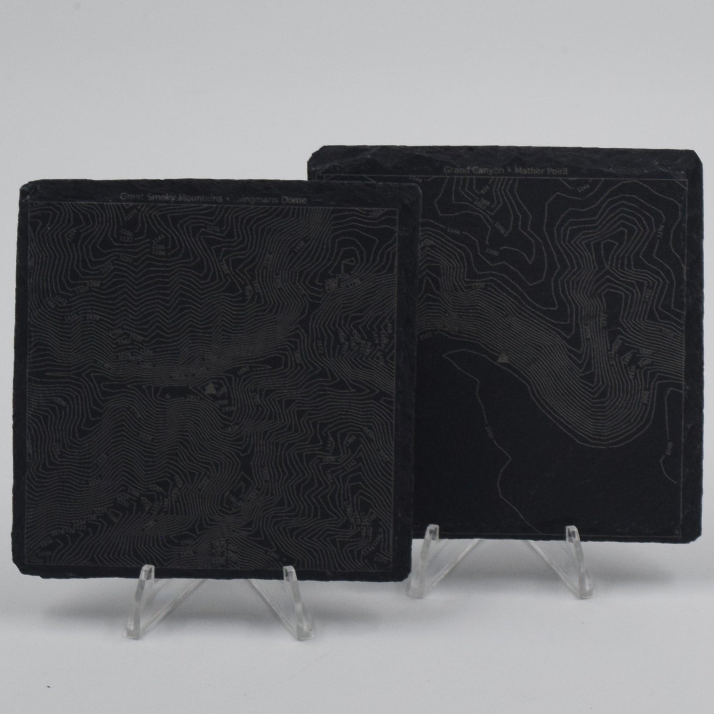 United Sates • Contour Map, Slate Coasters Featuring American National Parks