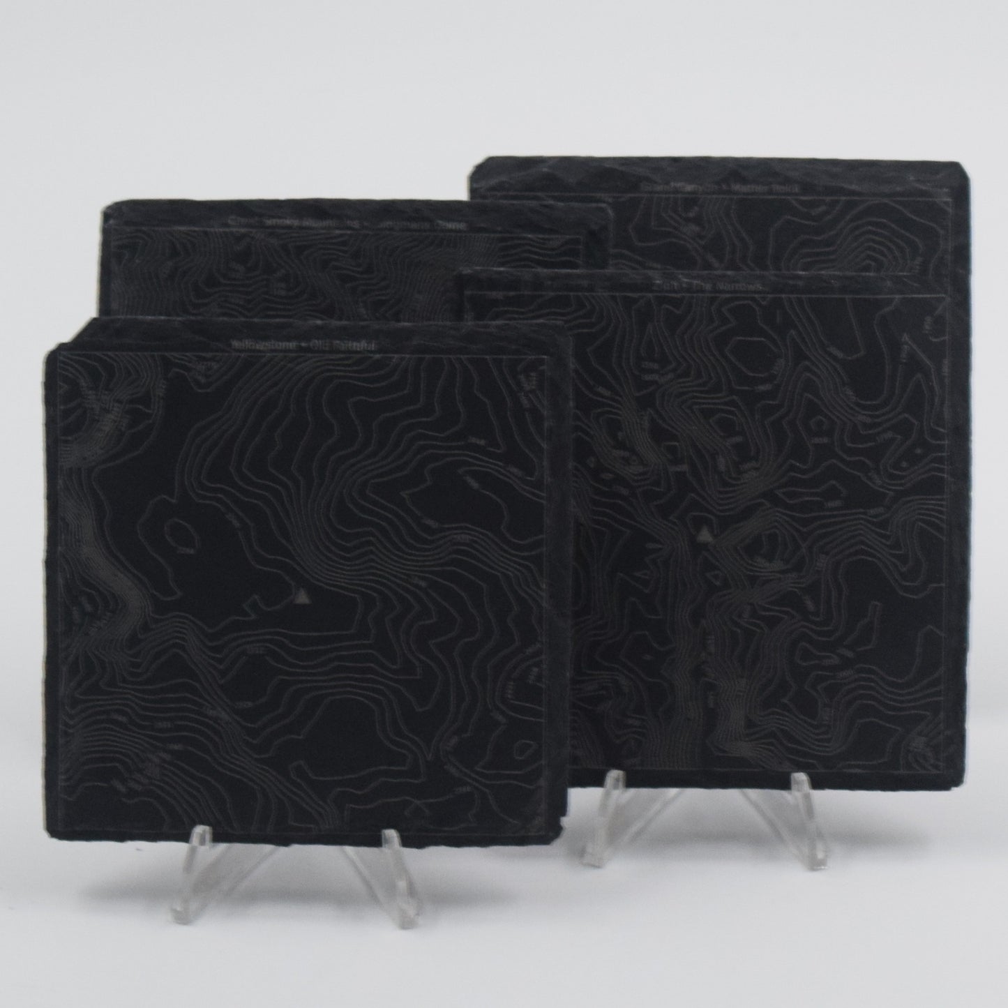 United Sates • Contour Map, Slate Coasters Featuring American National Parks