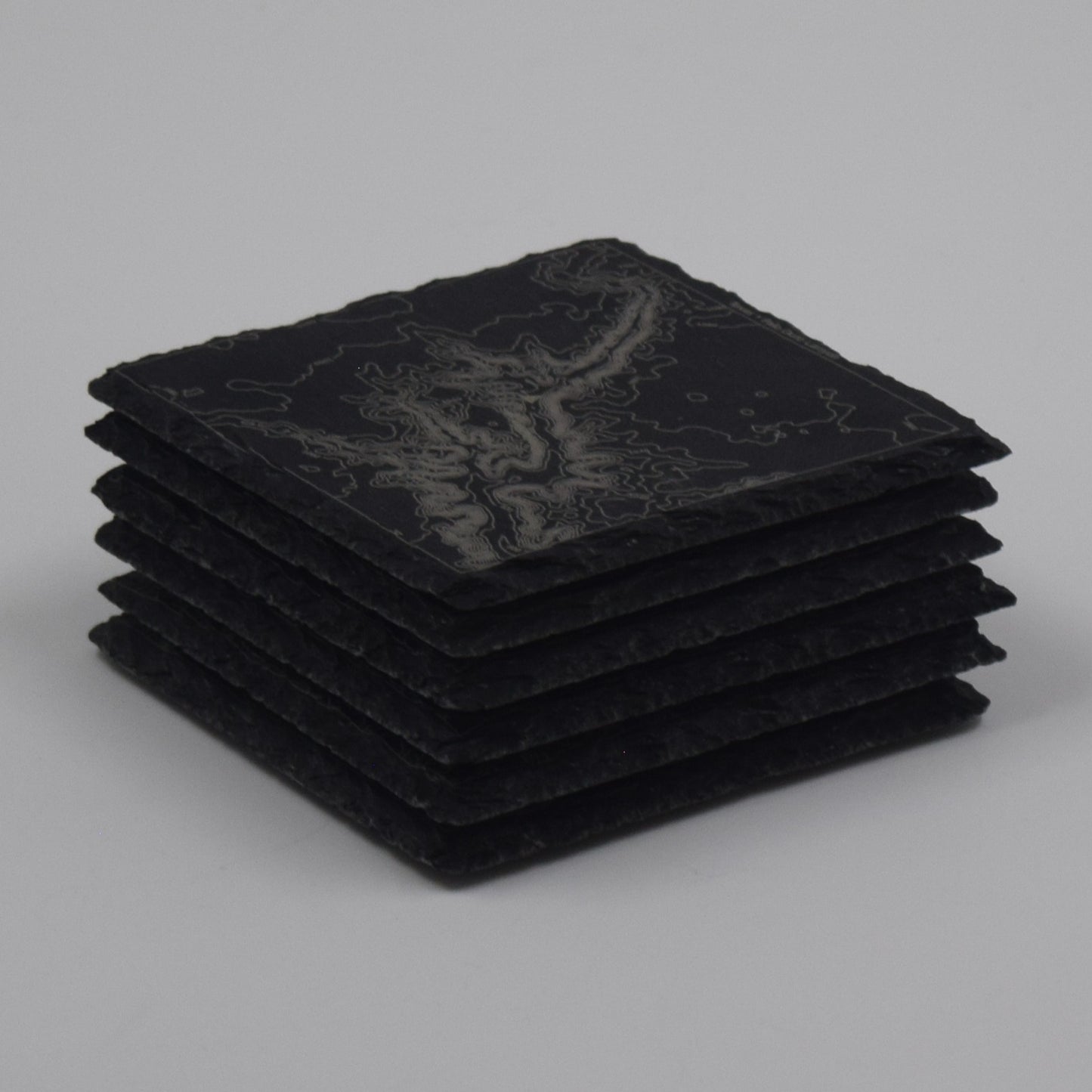 Texas • Contour Map, Slate Coasters Featuring Texan Landmarks