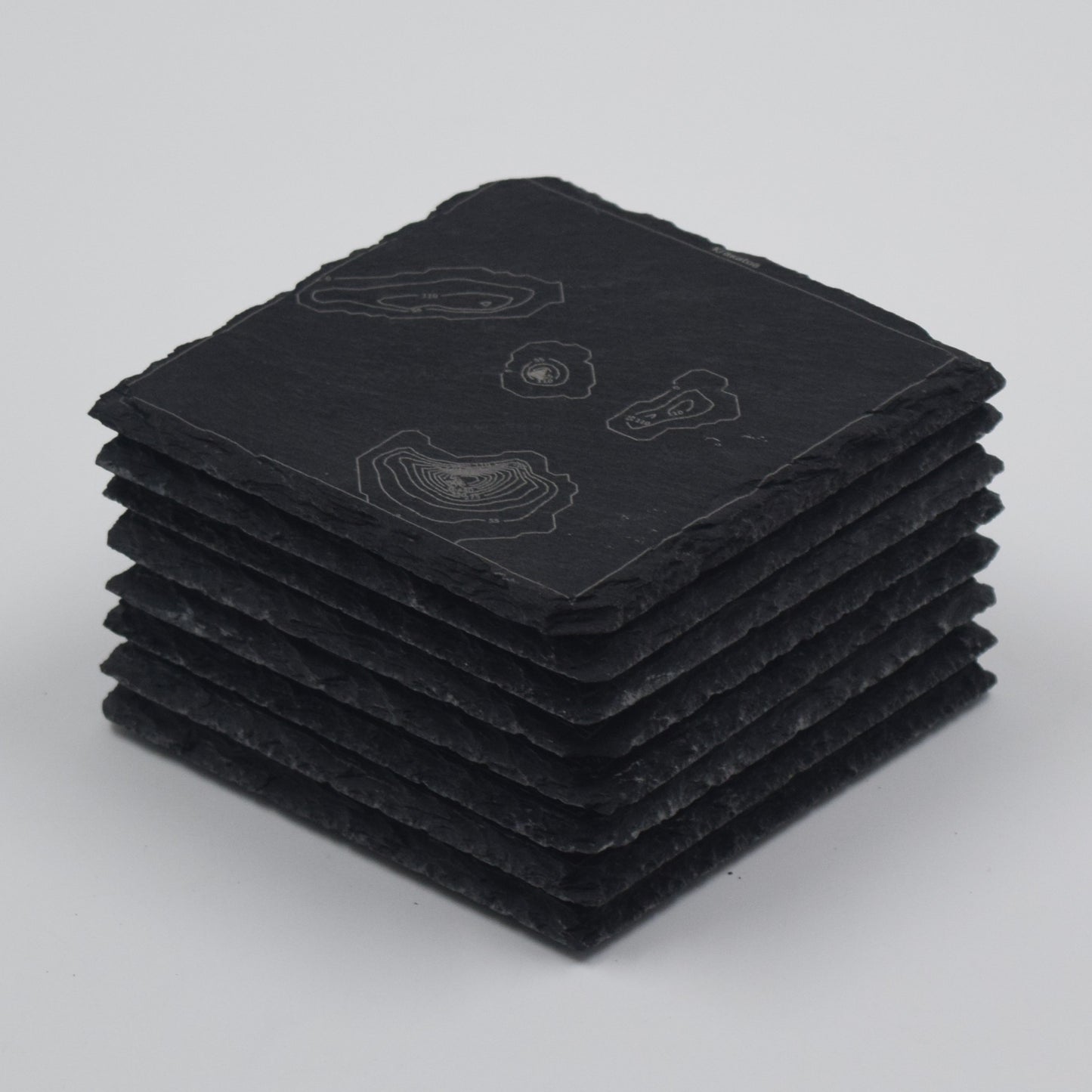 Volcano • Contour Map, Slate Coasters Featuring Volcanic Mountains